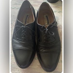 Vintage Florsheim Oxford Imperial Cap Toe Black Leather Mens Shoe Size 9 1/2 EEE